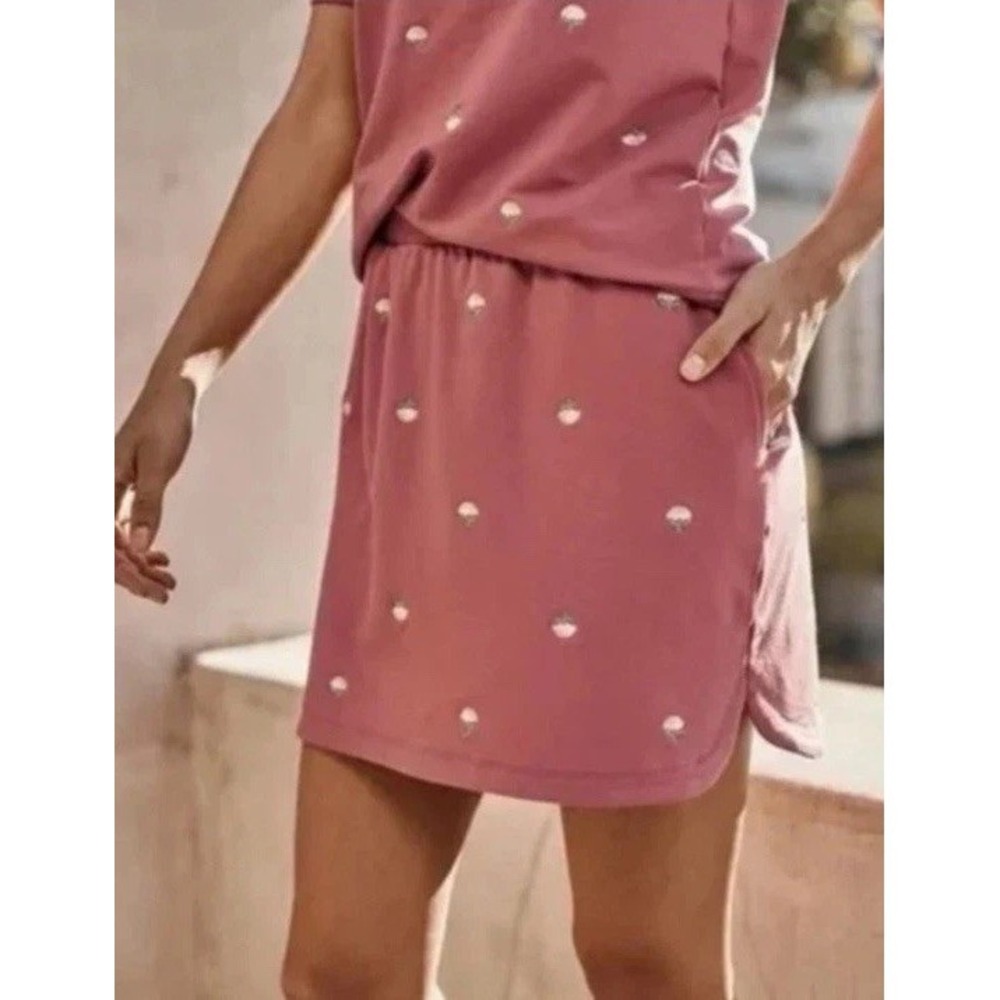 Summersalt The Softest French Terry Skirt Faded Rose Floral Sz M
